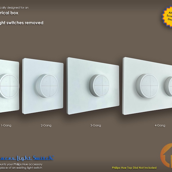 3D-Printed Philips Hue Tap Switch (Tap Dial) Wall Plate: Screwless Design