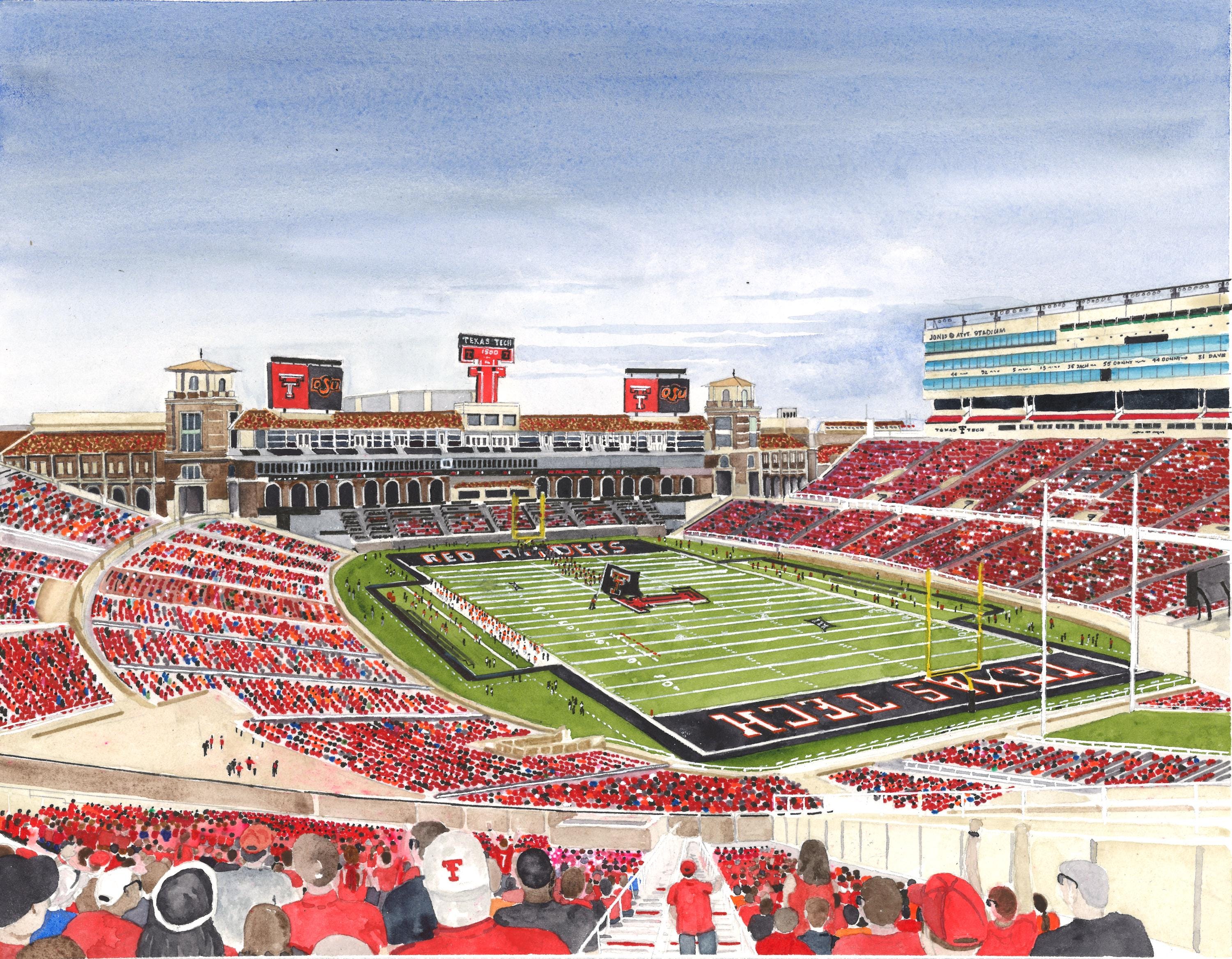 Texas Tech - Jones AT&T Stadium - Print - Etsy
