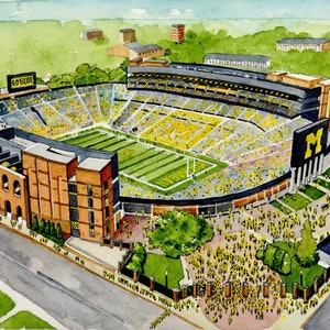 Print of Michigan Stadium - Game Day at the Big House!