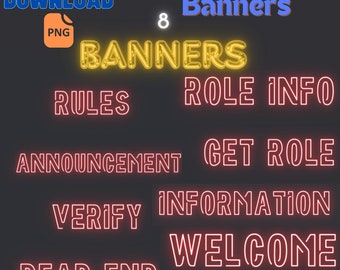 8 Neon Channel Banners | Colorful Neon | Headers | Aesthetic | Instant Download