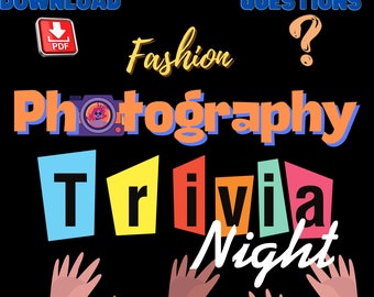 Fashion Photography Trivia Quiz / Printable Photography Team Party Games / Games for Kids & Adults /  Birthday Games