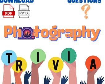 Photography Trivia Quiz, Team Party Game (PDF & PPTX)