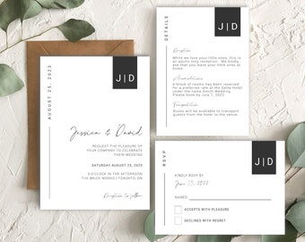 Minimalist Wedding Invitation Set | Modern Wedding Invitation Suite | Custom Wedding Invitation Set | Minimalist Wedding Invitation Suite