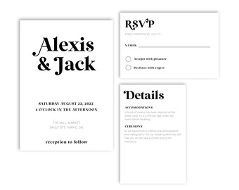 Retro Wedding Invitation Suite | Modern Retro Wedding Invitation Set | Minimalist Retro Wedding Invitations | 70s Wedding Invitation Set