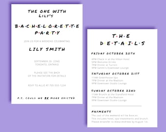 Friends Themed Bachelorette Party Invitations | Friends Themed Bachelorette | Bachelorette Weekend | Bachelorette Party Invitation | Friends