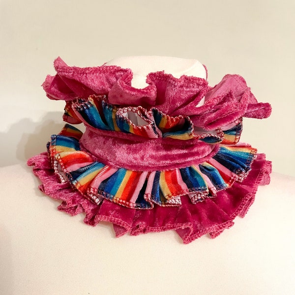 Rainbow Velvet Cuff collar