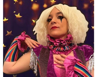 Ensemble col et poignets Circus en velours arc-en-ciel