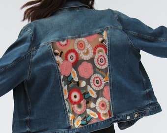 2XL Create your own unique denim and lace jacket, one of a kind, made to order, jean jacket, gift for mom, gift for sister, gift for friend