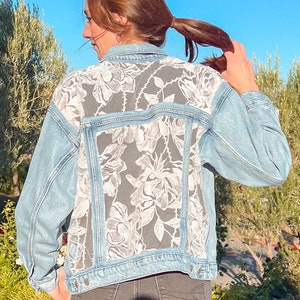 Custom Denim Jacket with Wedding Dress Lace