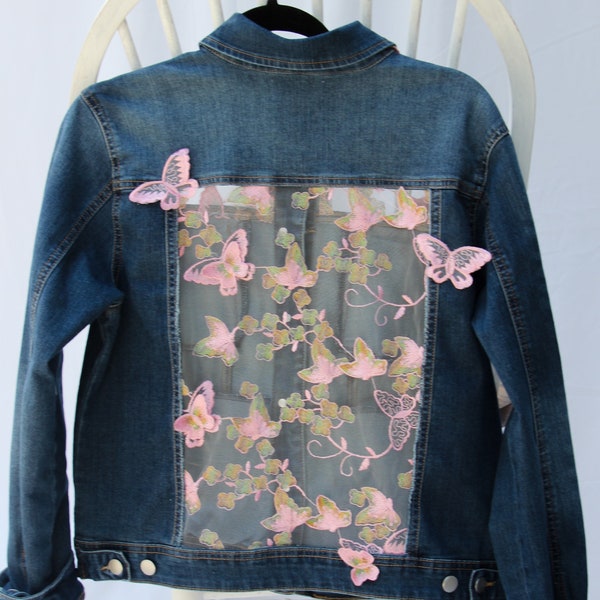 XL Create your own unique denim and lace jacket, one of a kind, made to order, jean jacket, gift for mom, gift for sister, gift for friend