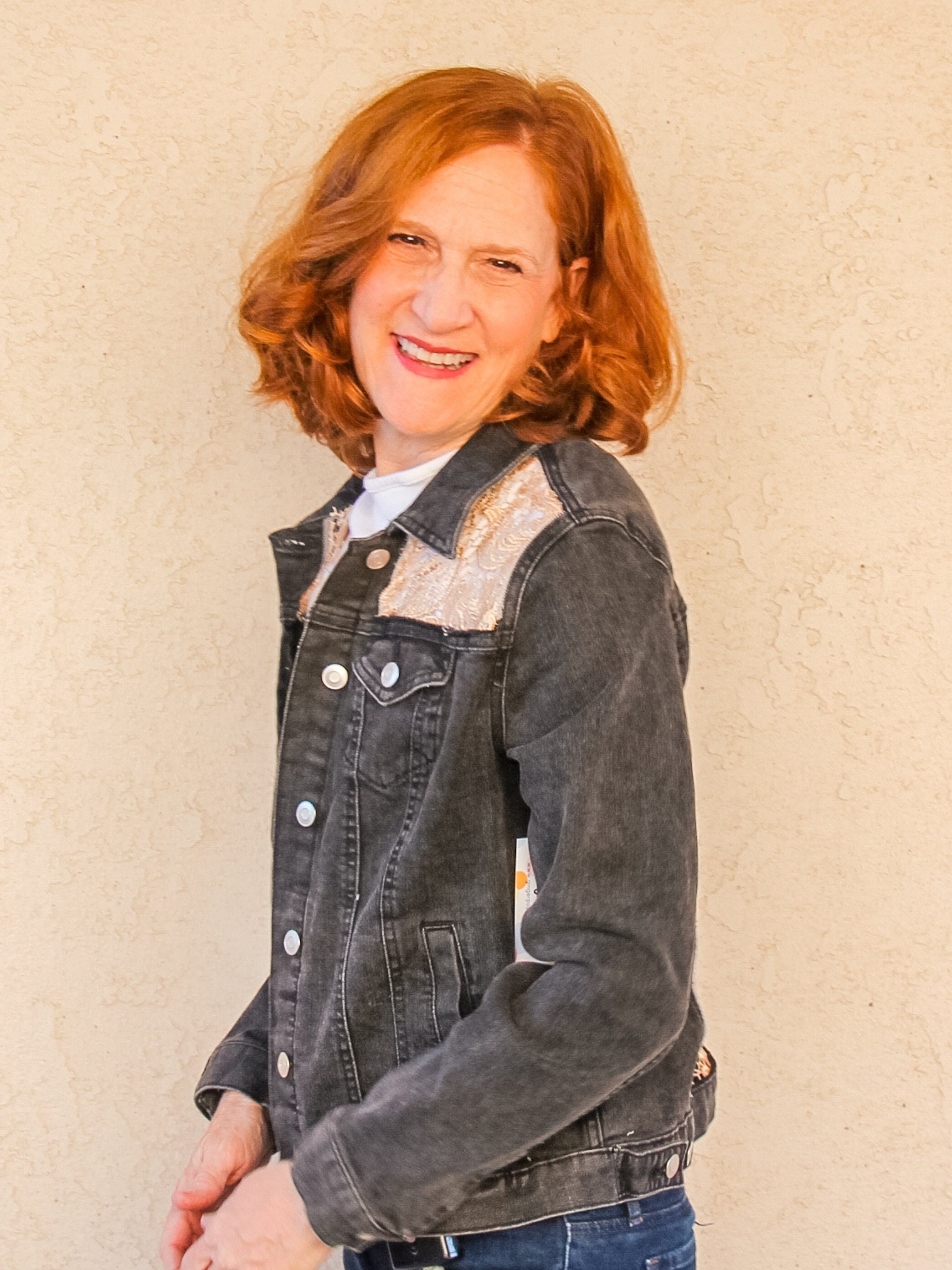 Gold Lace Jean Jacket Upcycled 