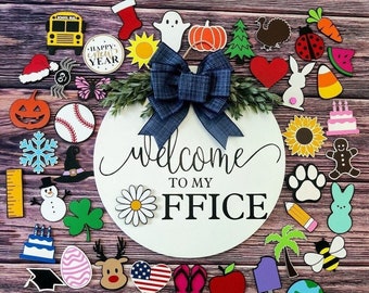 Interchangeable Office Welcome Sign | Interchangeable Wooden Sign | Welcome To My Office | Office Door Decor | Home Decor |