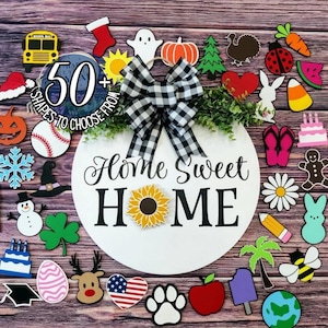 Interchangeable Door Hanger | Interchangeable Home Sweet Home Sign | Front Door Decor | Door Wreath | Home Decor | Seasonal Door Hanger