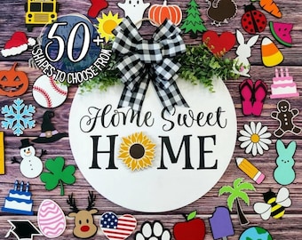 Interchangeable Door Hanger | Interchangeable Home Sweet Home Sign | Front Door Decor | Door Wreath | Home Decor | Seasonal Door Hanger