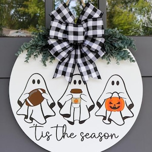 Fall Front Door Decor | Fall Wreath | Football Welcome Sign | Tis' The Season | Halloween Door Hanger | Ghost Sign | Jack O Lantern Ghost