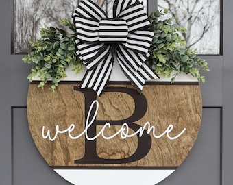 Front Door Decor | Last Name/Initial | Welcome Sign | Year Round Wreath | Front Door Hanger | Front Door Wreath | Personalized Name Sign