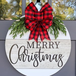 Christmas Front Door Decor | Christmas Wreath | Christmas Decor | Farmhouse Christmas Sign | Merry Christmas | Door Hanger | Xmas Porch