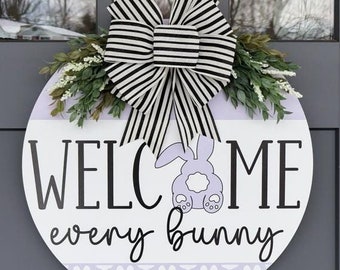 Ostern Türschild | Frohe Ostern Dekor | Willkommen jeder Hasenkranz | Haustür Dekor | Ostern Türschild | Osterkranz | Frühling Dekor