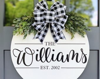 Decorazione per porta d'ingresso / Cartello di benvenuto / Cognome / Nome di famiglia personalizzato / Ghirlanda per porta d'ingresso / Cartello per porta / Regalo di inaugurazione della casa / Appendino per porta