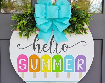 Summer Front Door Sign | Hello Summer Popsicle Wreath | Front Door Decor | Summer Door Hanger | Summer Decor |