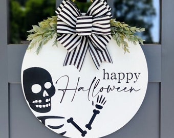 Halloween Front Door Decor | Halloween Wreath | Happy Halloween | Halloween Decor | Door Hanger | Door Wreath | Skeletons | Wreath
