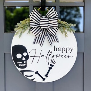 Halloween Front Door Decor | Halloween Wreath | Happy Halloween | Halloween Decor | Door Hanger | Door Wreath | Skeletons | Wreath