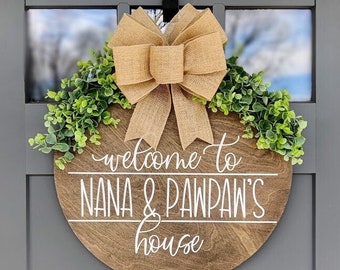 Front Door Decor | Grandma And Grandpa's House | Welcome to Grandma's House | Welcome Door Sign | Grandparents Gift | Door Hanger