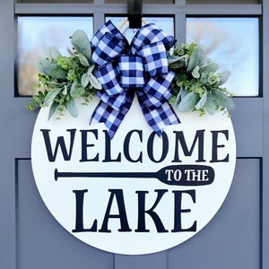 Front Door Decor | Lake House | Welcome To The Lake | Front Door Wreath | Lakehouse Sign | Summer Welcome Sign | Home Decor