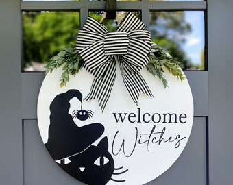 Halloween Front Door Decor | Halloween Wreath | Happy Halloween | Halloween Decor | Door Hanger | Door Wreath | Welcome Witches | Wreath
