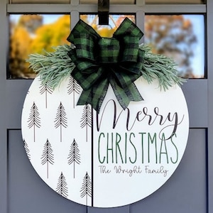 Christmas Front Door Decor | Christmas Wreath | Personalized Christmas Sign | Last Name Sign | Christmas Decor | Merry Christmas
