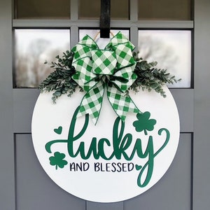 St. Patricks Day Front Door Decor | Saint Pattys Day Wreath | Lucky & Blessed | Shamrock Home Decor | Happy St. Patricks Day | Welcome