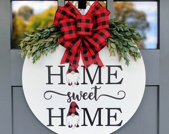 Gnome Christmas Door Decor | Merry Christmas Sign | Christmas Wreath | Gnome Sweet Home Sign | Christmas Door Sign | Christmas Door Hanger |