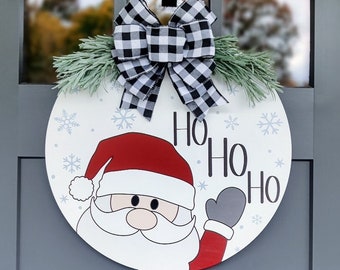 Christmas Door Decor | Ho HO Ho Sign | Christmas Wreath | Santa Welcome Sign | Christmas Door Sign | Christmas Door Hanger | Door Wreath |