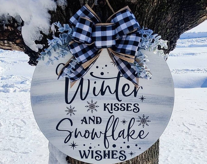 Front Door Decor Winter Wreath Winter Door Hanger Snowflake