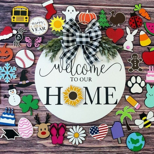 Interchangeable Door Hanger | Interchangeable Welcome Sign | Front Door Decor | Door Wreath | Home Decor | Seasonal Door Hanger