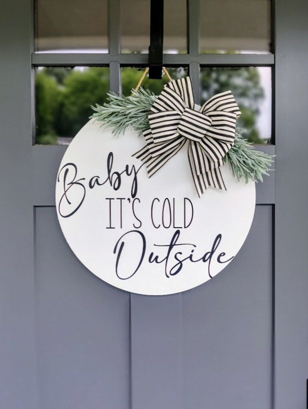 Winter Front Door Decor | Baby It's Cold Outside Sign | Winter Wreath ...