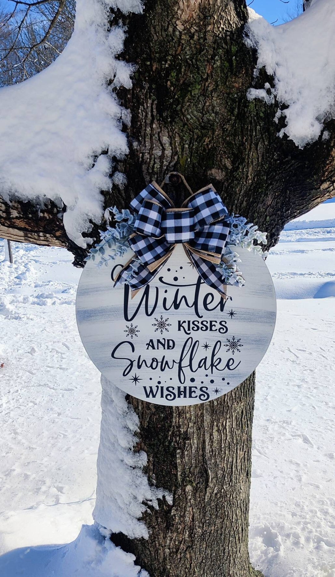 Front Door Decor Winter Wreath Winter Door Hanger Snowflake