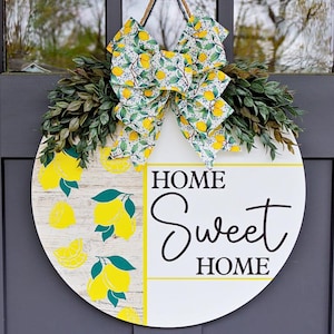Summer Front Door Decor | Lemon | Summer Door Hanger | Summer Wreath | Summer Door Wreath | Summer Porch Decor | Summer Sign