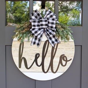 Front Door Decor | Hello | Hello Door Hanger | Wreath | Year Round Wreath | Front Door Wreath | Welcome Sign | Housewarming Gift |