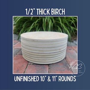 Cerchio di legno di betulla grezzo da 1/2&quot; da 10&quot; / Cerchio di legno rotondo / Cartello di legno per artigianato / Artigianato in legno grezzo /