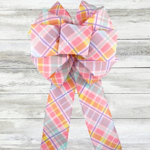 Easter Plaid Bow | Pastel Plaid Bow | Spring Wreath Bow | Colorful Spring Bow | Easter Wreath Bow | Pink Purple Plaid Bow
