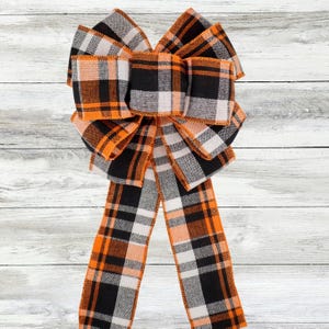 Halloween Kranz Schleife, Orange Schwarz karierte Laterne Schleife, Halloween Schleife Dekoration, Halloween Dekor Band, Orange Türhänger Schleife