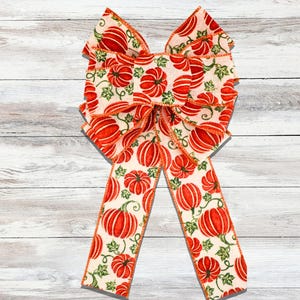 Pumpkin Bow, Fall Wreath Bow, Fall Lantern Bow Decoration, Farmhouse Fall Bow, Thanksgiving Wreath Bow