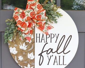 Pumpkin Door Sign | Front Door Fall Wreath | Fall Porch Decor | Fall Door Hanger | Fall Welcome Sign | Wooden Fall Sign | Fall Door Sign