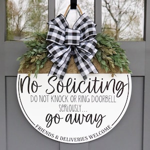Front Door Decor | No Soliciting Sign | Year Round Wreath | Funny Front Door Sign | Front Door Sign | Front Door Hanger | Front Door Wreath