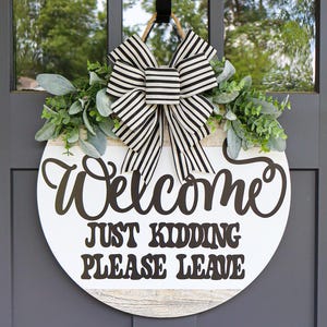 Front Door Decor | No Soliciting Sign | Year Round Wreath | Funny Front Door Sign | Front Door Sign | Front Door Hanger | Front Door Wreath