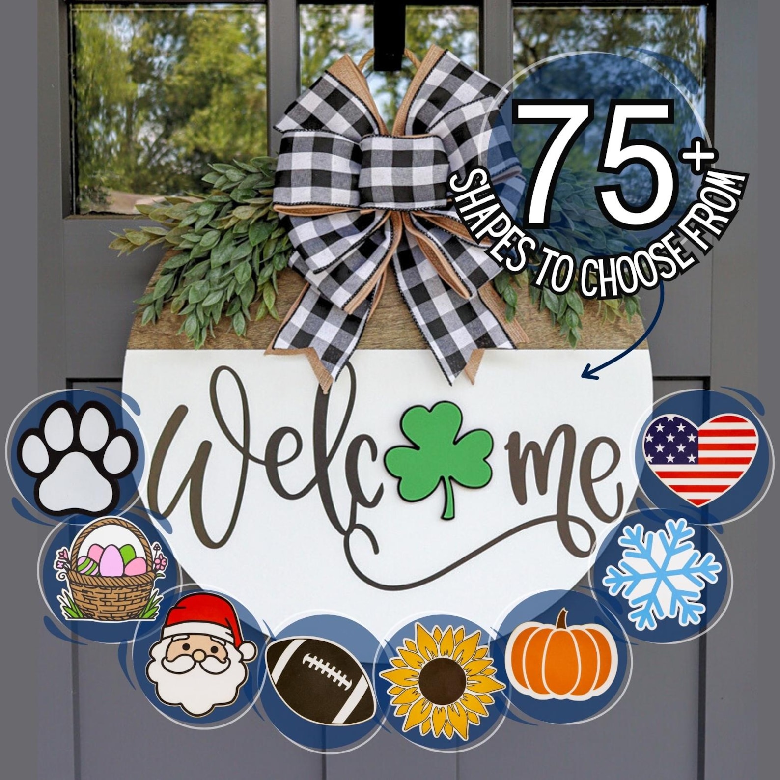 Interchangeable Door Hanger | Interchangeable Welcome Sign | Front Door Decor | Door Wreath | Home Decor | Seasonal Door Hanger