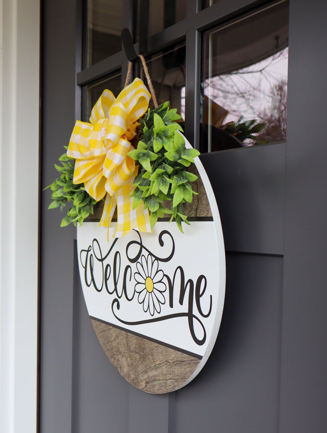 Spring Front Door Decor | Daisy Welcome Sign | Spring Door Hanger ...