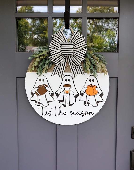 Halloween Front Door Decor | Halloween Wreath | 'Tis The Season | Ghost | Halloween Decor | Halloween Door Hanger | Halloween Wreath