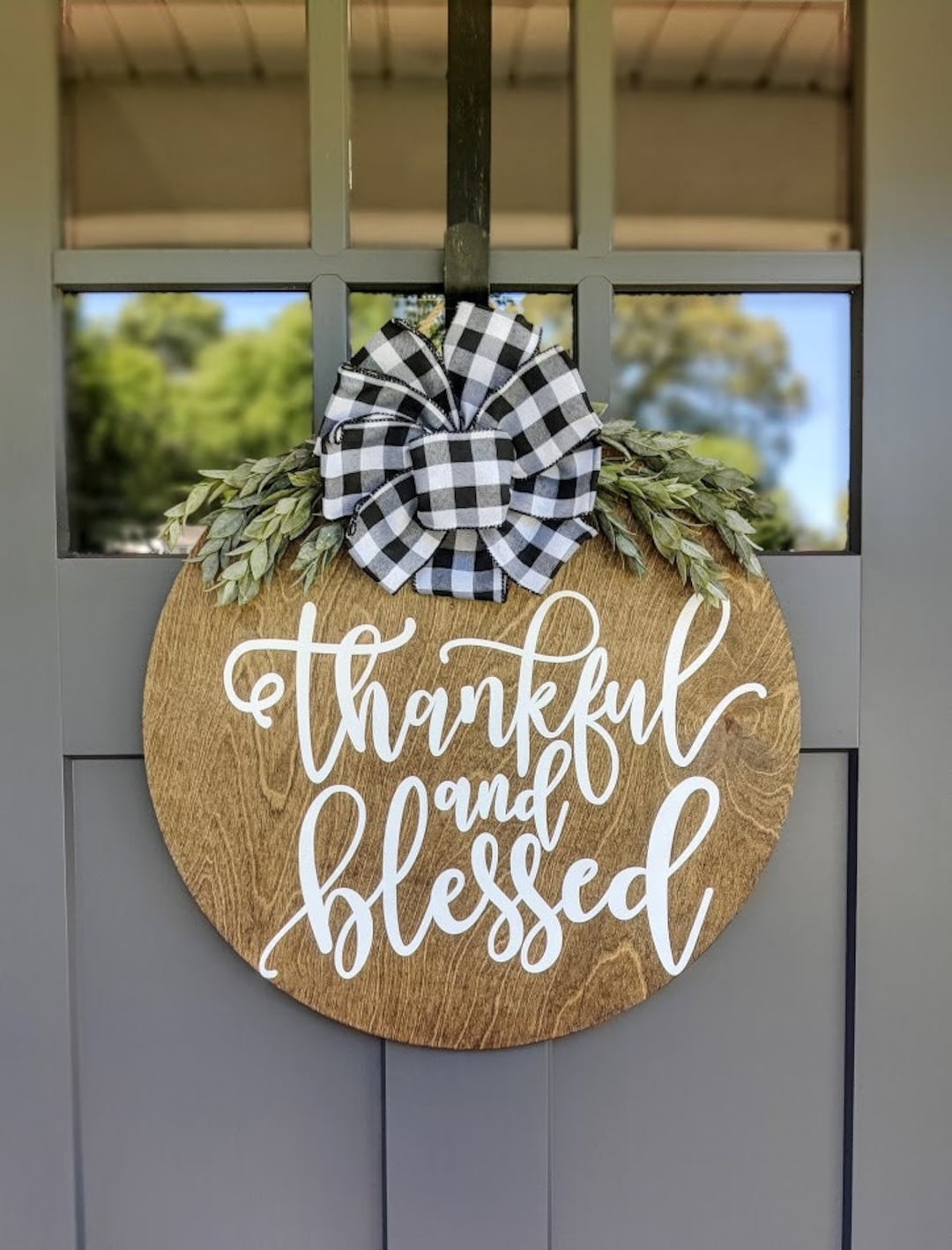Thanksgiving Front Door Decor Thankful & Blessed Thanksgiving Decor